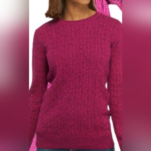Kim Rogers Womens Sweater Size XL Petite Pink Cable Crew 100% Cotton - Picture 3 of 4